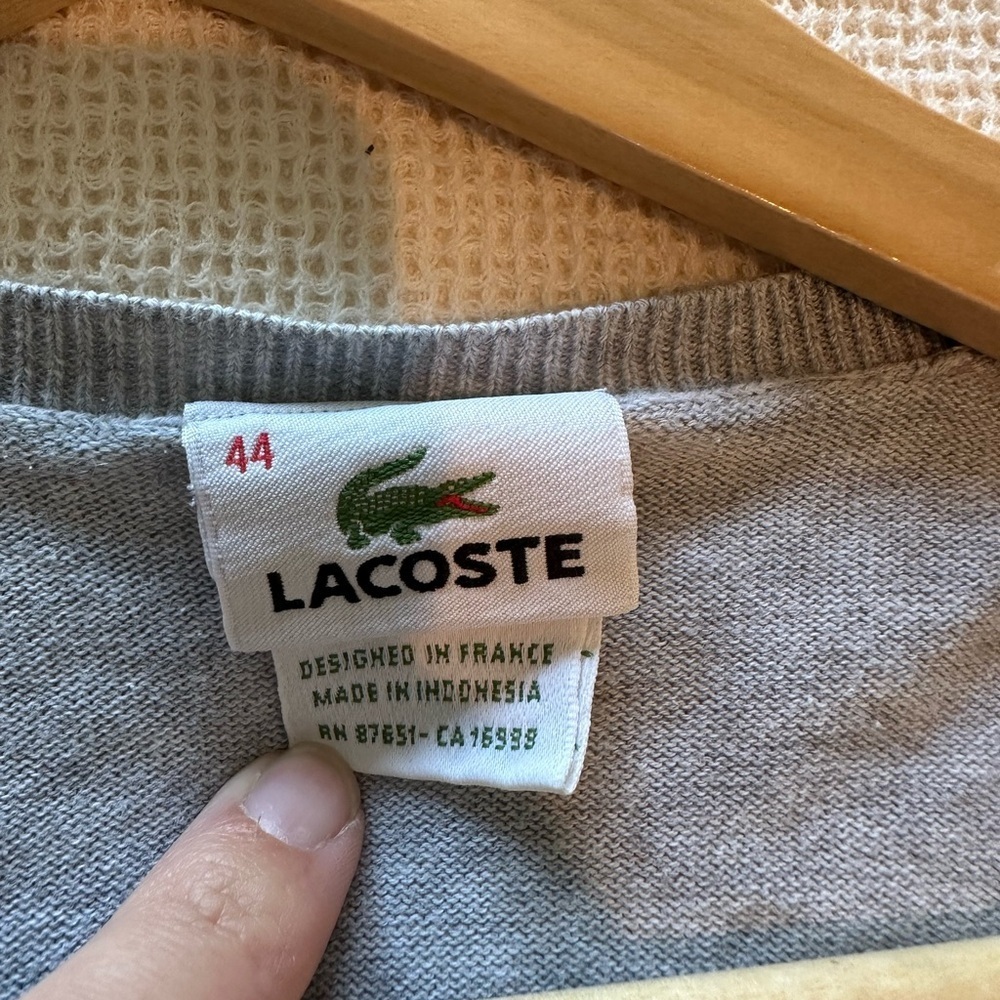 Lacoste Light Gray Knit Sweater Top - Picture 4 of 5